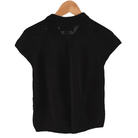 JONES NEW YORK SHORTSLEEVED OPEN KNITTED BLACK TOP - Picture 2 of 7